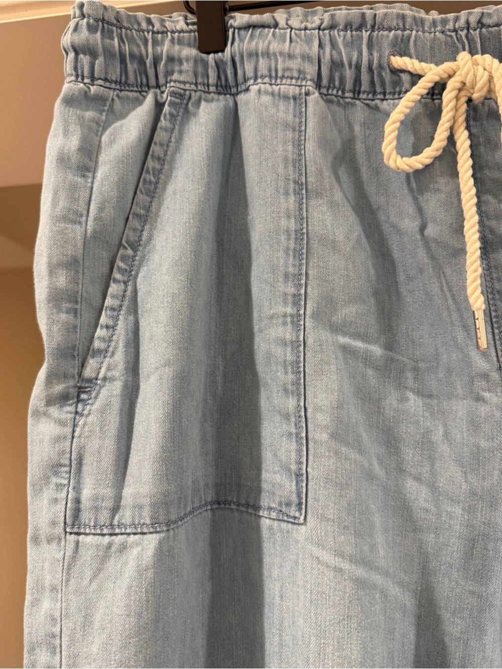 LOFT Wide Leg Chambray Pants XL Drawstring Pull On - Picture 2 of 8